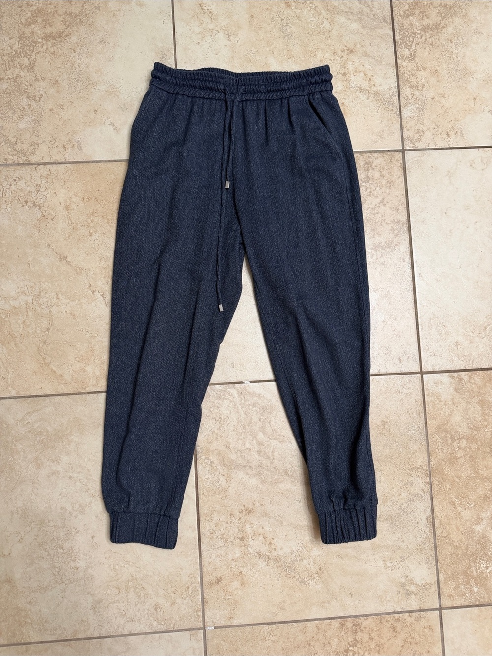 Zara Dark Demin Drawstring Jogger Pants